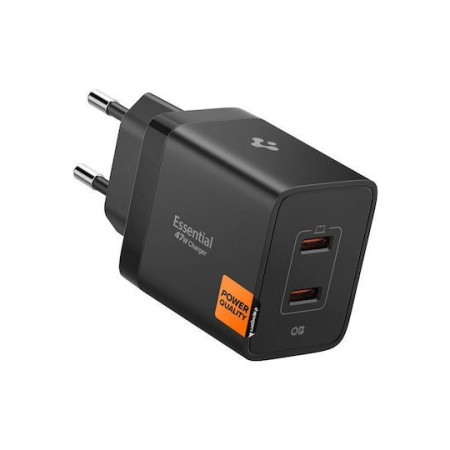SPIGEN ESSENTIAL EE472EU 2-PORT NETWORK CHARGER 47W BLACK -ACH09457