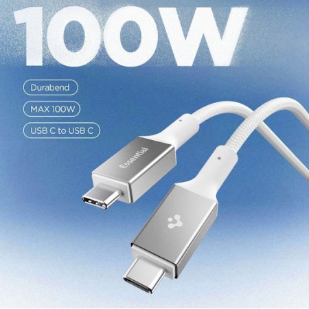 Spigen Essential EB10010CC USB-C to USB-C Power Delivery Fast Charging 100W 1m White-ACA08774