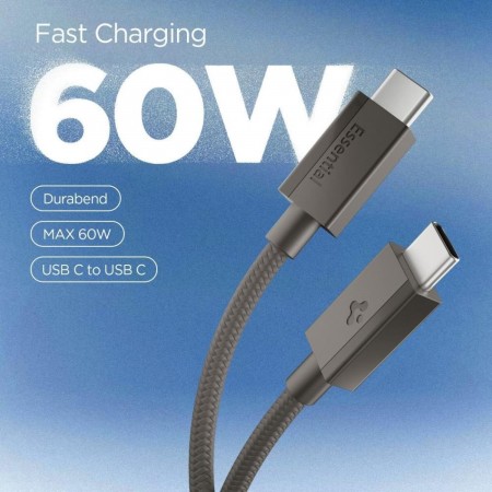 Spigen Essential EB6015CC Φόρτισης & Μεταφοράς Δεδομένων  Type-C σε Type-C 150cm 60W - Gunmetal (ACA10418)