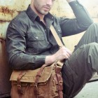 Augur Strauss Co Canvas-leather bag  Tampa Chaki